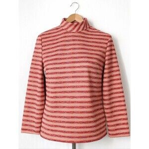 Vintage 1970's Mod Boho Hippie Striped Earth Tones Mock Neck Knit Blouse